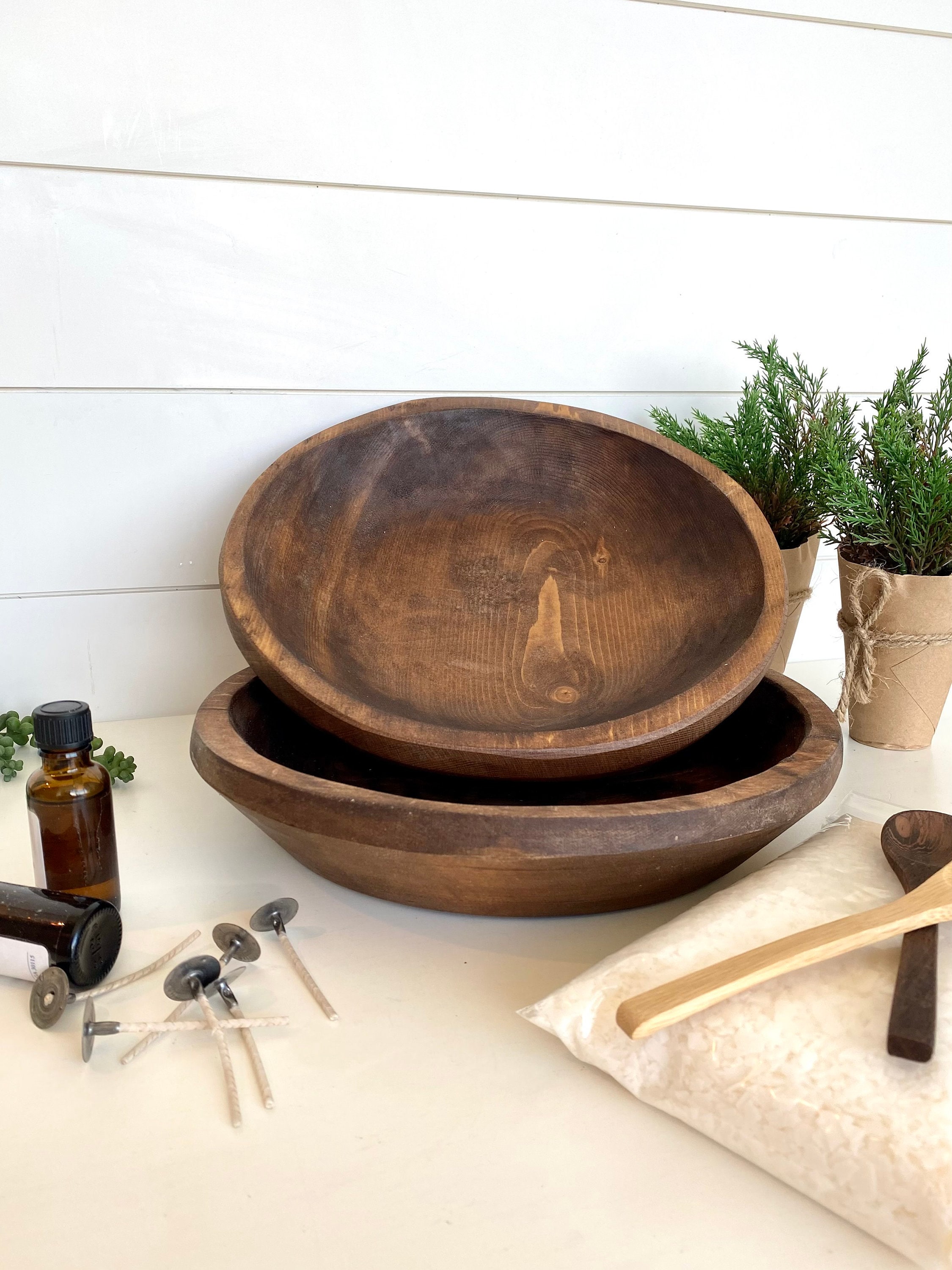 Candle Ready Large Round Eternity Wood Dough Bowl Candle Etsy