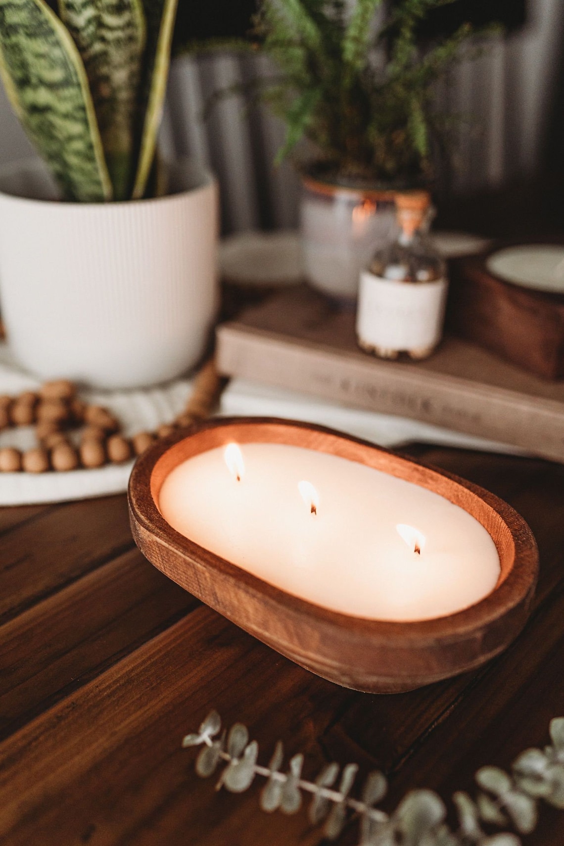 3 Wick Candle DIY Kit Dough Bowl Candle Wood Bowl DIY Etsy