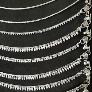 Indiase zilveren enkelband met bellen voor vrouwen, traditionele Indiase etnische enkelbanden