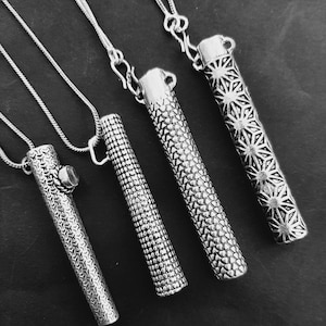 Straw tube pendant mini small little straw tube necklace silver, energy stone cone tribal sacred geometry.