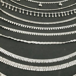 Tobilleras de plata étnicas indias tradicionales, tobilleras indias con campanas vintage para mujer plata imagen 7