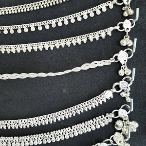 Traditional Indian Ethnic Silver Anklets, Indian Anklet with Vintage Bells for Women Silver image 5