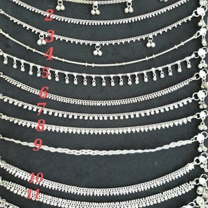 Traditionele Indiase etnische zilveren enkelbanden, Indiase enkelband met vintage klokken voor dameszilver afbeelding 2