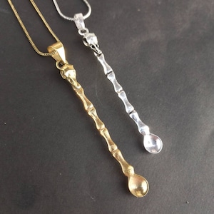 Mini Spoon Teaspoon Necklace Pendant Jewellery Bird Bones Silver Bronze