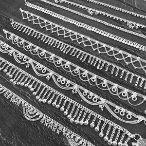 Women's Anklets, Silver, Ethnic, Traditional, Indian, Yoga, Gypsy, Indian Anklet with Bells, Vintage Silver