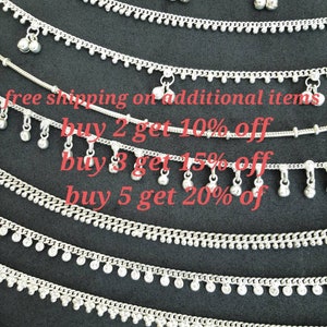 Traditional Indian Ethnic Silver Anklets, Indian Anklet with Vintage Bells for Women Silver image 8