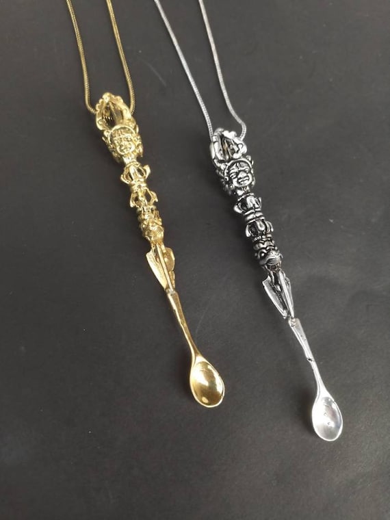 Buy Mini Spoon Teaspoon Necklace With Bronze Silver Spiral Pendant Jewel  Online in India - Etsy
