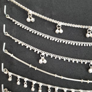 Traditional Indian Ethnic Silver Anklets, Indian Anklet with Vintage Bells for Women Silver image 4