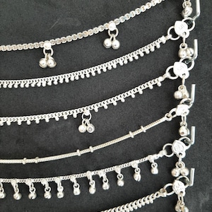 Traditionele Indiase etnische zilveren enkelbanden, Indiase enkelband met vintage klokken voor dameszilver afbeelding 3