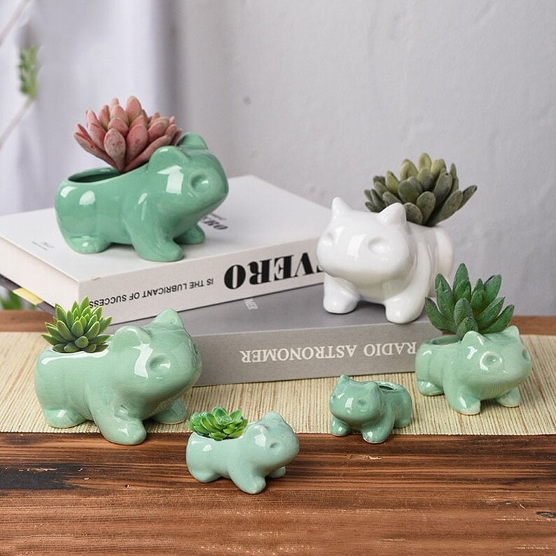 Bulbasaur Ceramic Planter, Cartoon Pokemon Succulent Flower Pot 