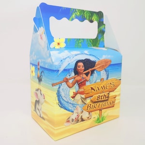 Moana Kinder Kinder Personalisierte Party Boxen Taschen Favor SCHNELLES PORTO