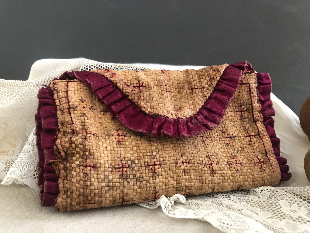 Antique Sewing Needle Case, Antique Sewing Bag, 19th Century, Handmade