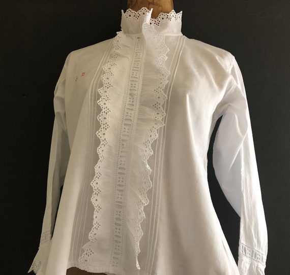 Authentic Antique Edwardian White Cotton Lace Col… - image 6