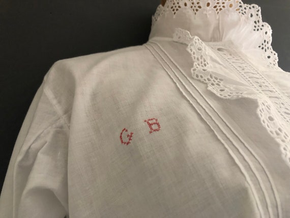 Authentic Antique Edwardian White Cotton Lace Col… - image 3