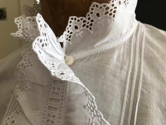 Authentic Antique Edwardian White Cotton Lace Col… - image 7