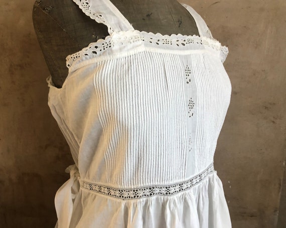 Beautiful Antique FRENCH linen long romantic dres… - image 3