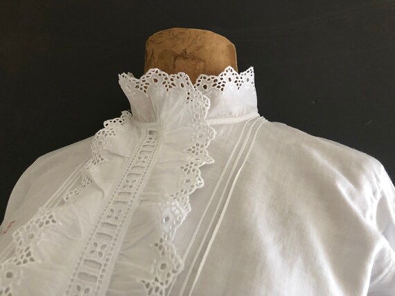 Authentic Antique Edwardian White Cotton Lace Col… - image 5
