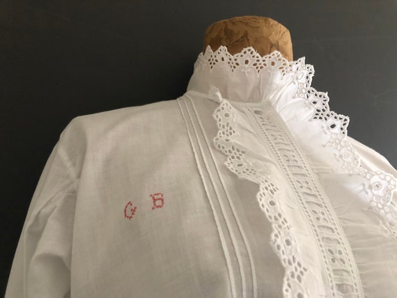 Authentic Antique Edwardian White Cotton Lace Col… - image 2