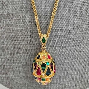 Joan Rivers Jeweled Gold Plated Egg Necklace