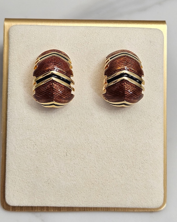 Joan Rivers Brown and Gold Plated Earrings