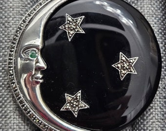 Heirloom Man in the Moon Astrology Brooch