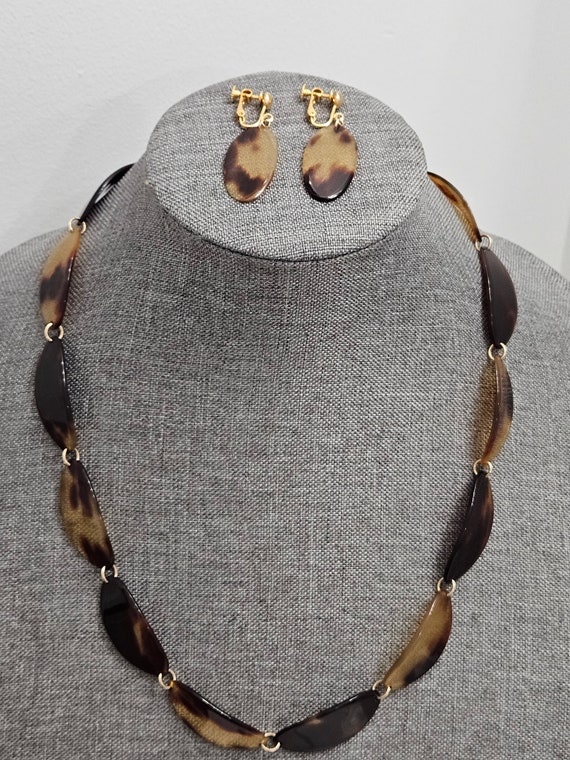 Faux Tortoise Shell Necklace and Earring Set