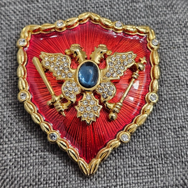 Michaela Von Habsburg Romanov Red Coat of Arms Brooch