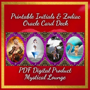 Jeu Oracle des initiales et du zodiaque | PDF imprimable de 104 cartes | J'adore les lectures de tarot | Téléchargement instantané