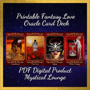 Jeu d'Oracle Fantasy Love | PDF imprimable de 92 cartes | Téléchargement instantané | Voyant intuitif britannique