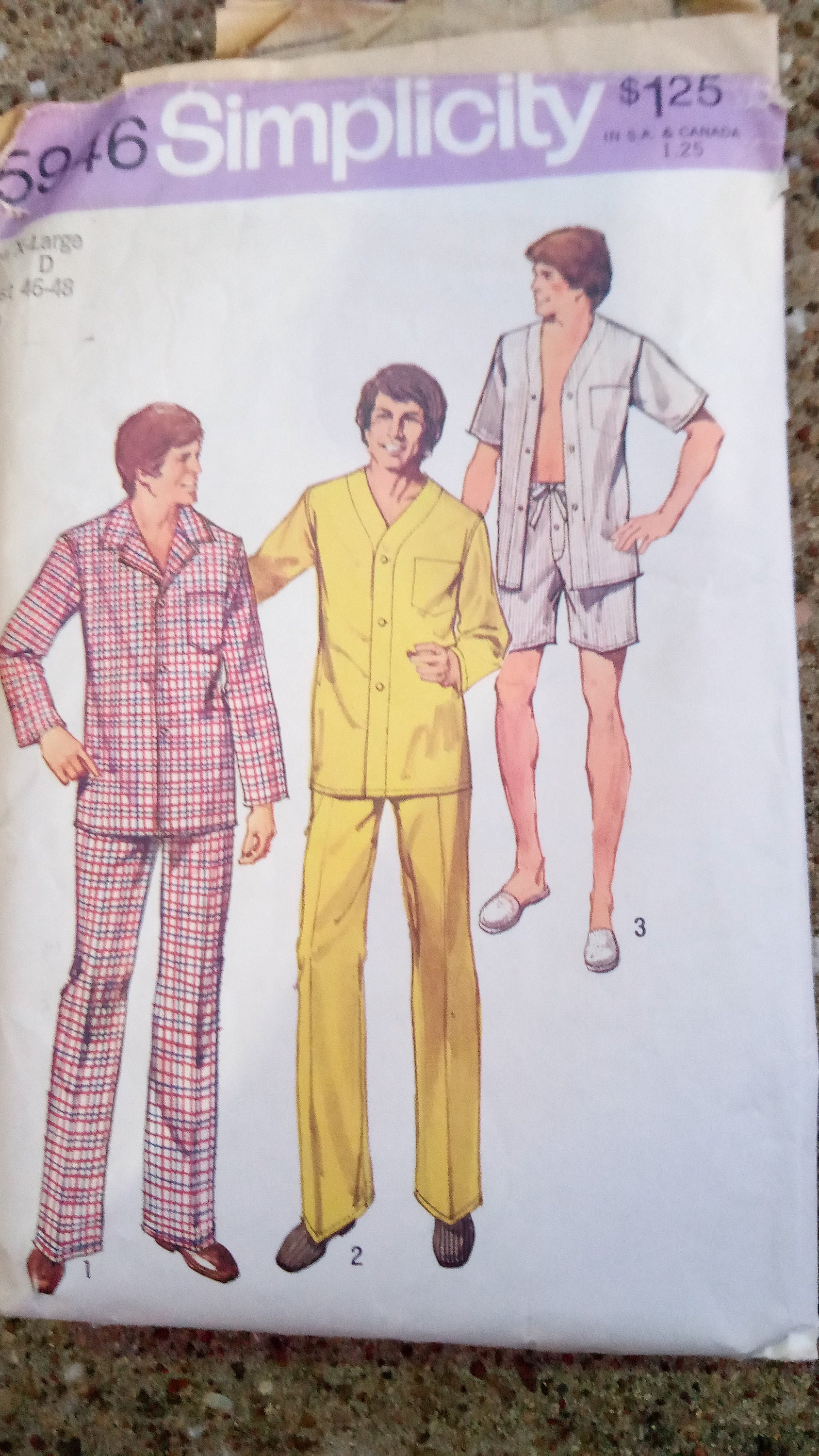 Vintage Simplicity Sewing Pattern Men's Pajamas Sleepwear | Etsy