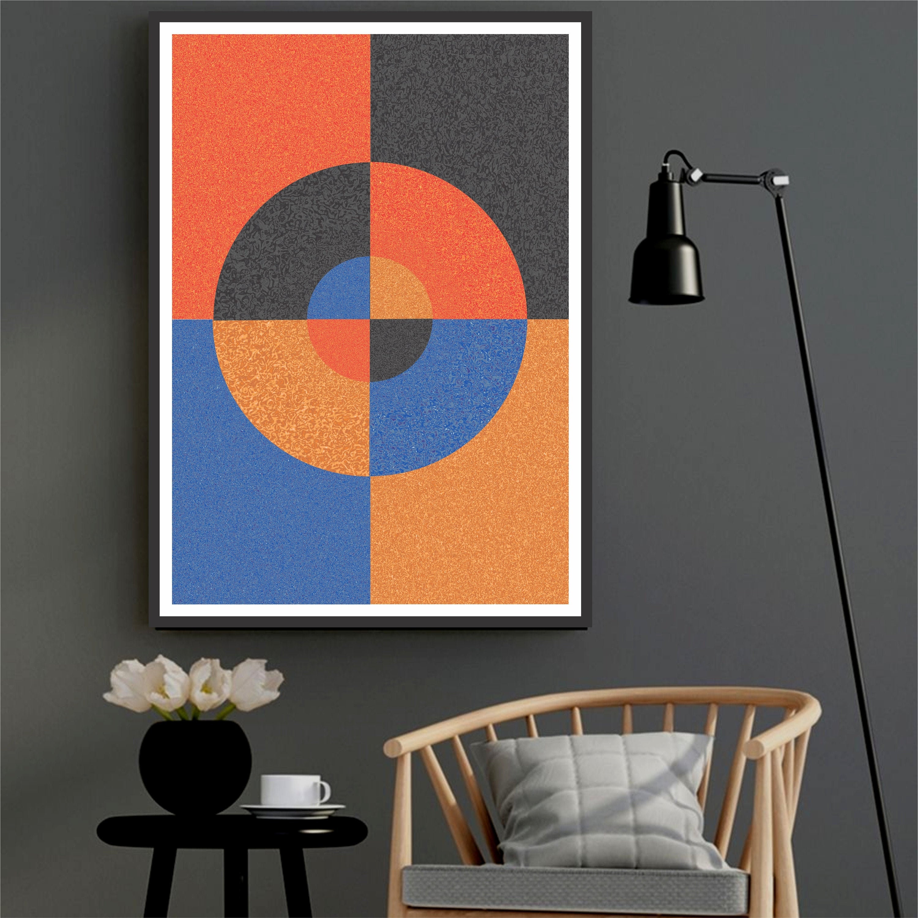 Abstract circle geometric Art Minimalist Home Decor Etsy