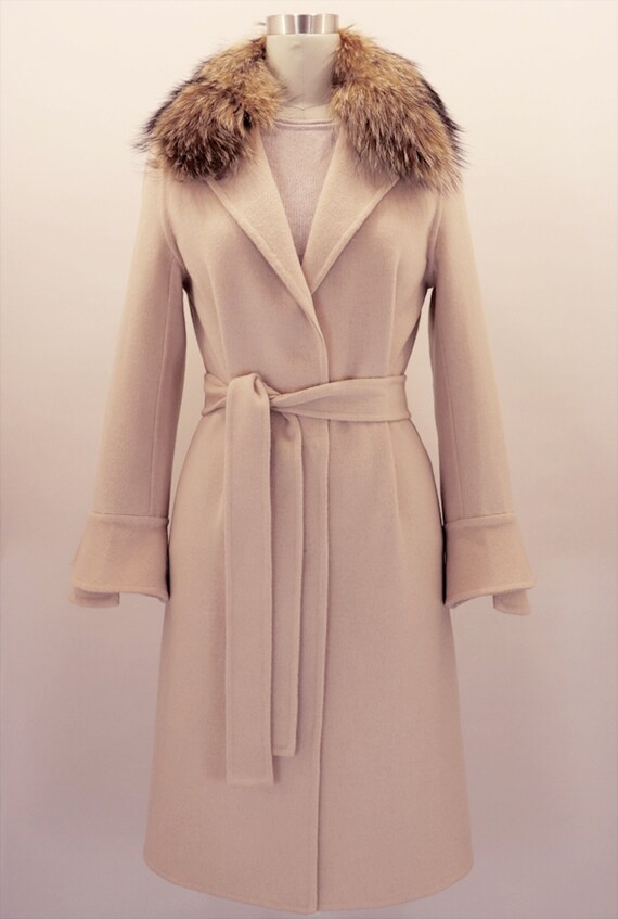 Virgin Wool COAT Pastel Cream 36 38 40 Jacket Women Doubleface
