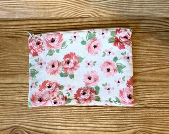 Floral Zipper Pouch-Small Zipper Pouch-Cosmetic Bag-Travel Pouch-Floral Pencil Pouch