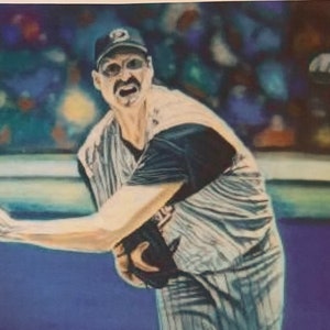 Pro Baseball Player Pitcher Randy Johnson of the Diamond Backs