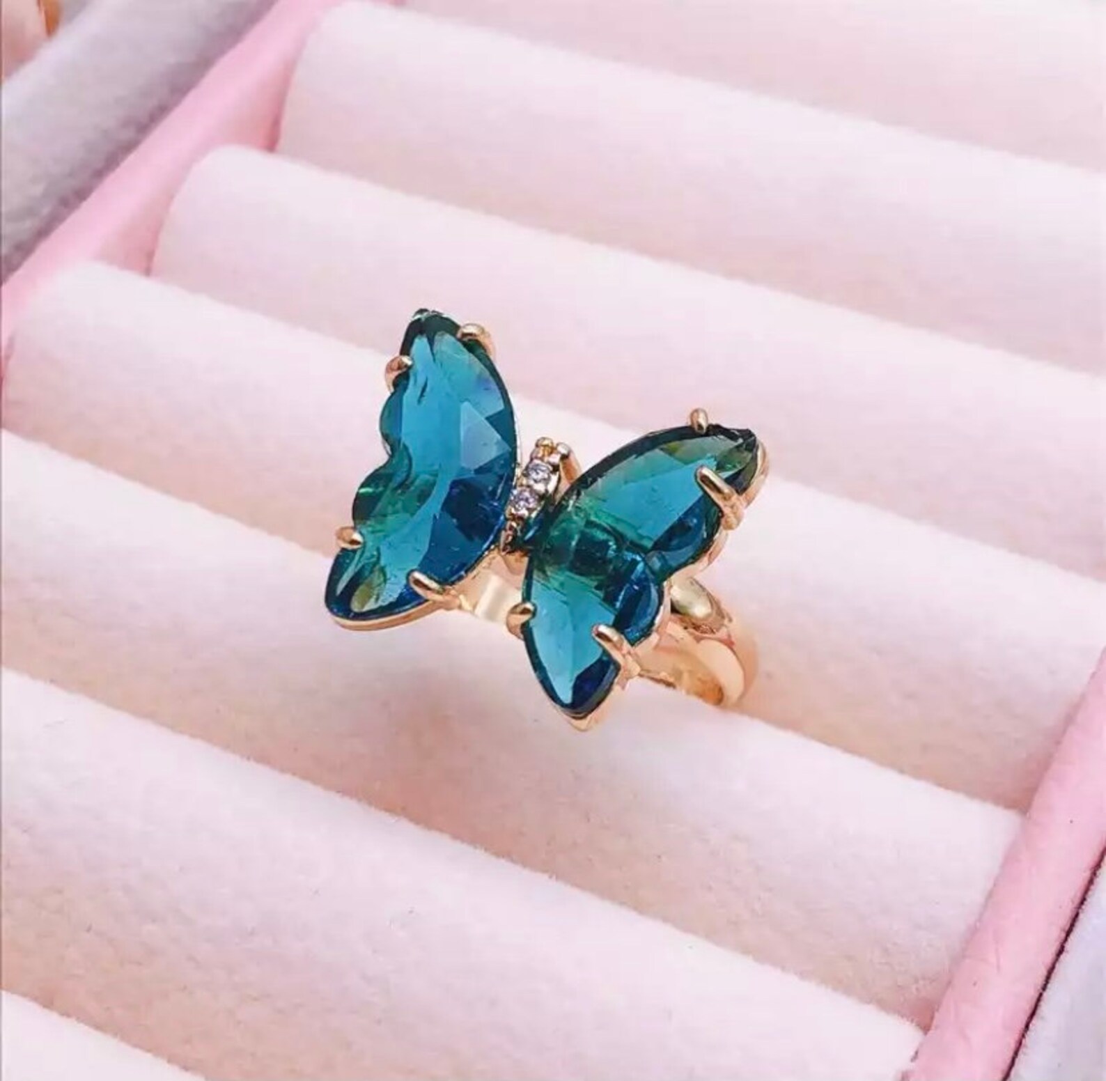 Butterfly Adjustable Ring in various colors. Etsy