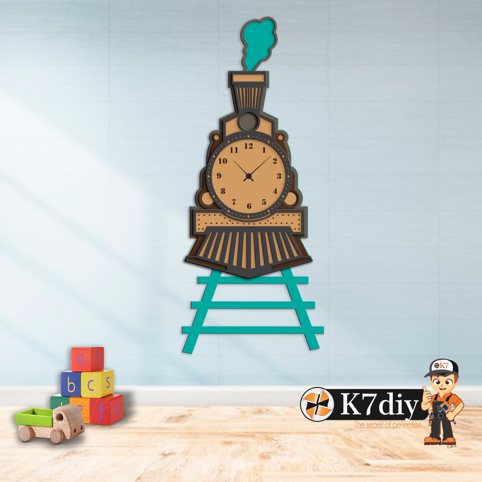 Classic Train Wall Clock diy art multi layer cut set laser Etsy