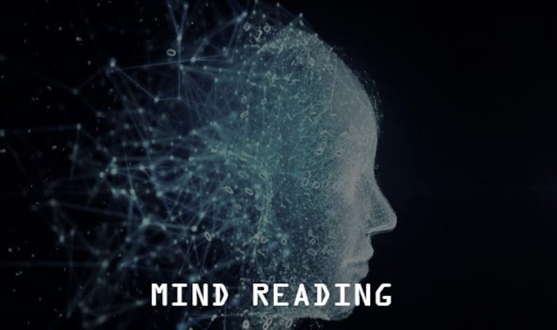 May include: A digital illustration of a human head with a network of lines and dots, representing data and connections. The text "MIND READING" is below the head.