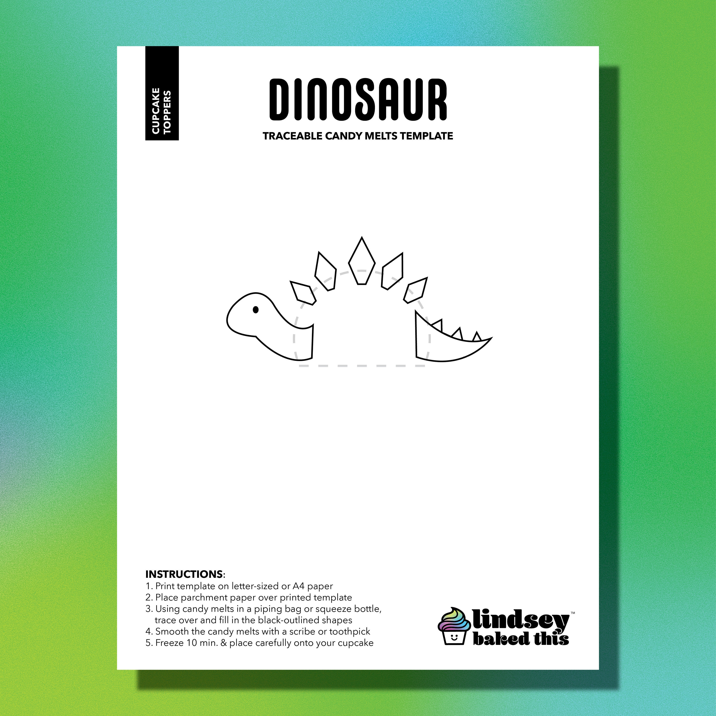 Dinosaur Cupcake Template - Etsy