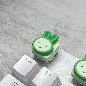 Porte-clés et porte-clés lapin vert mignon | Jouet anti-stress anti-stress | Collection de dessins animés | Cadeaux imprimés en 3D