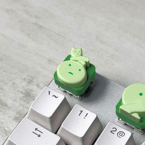 Porte-clés et porte-clés chat vert mignon | Jouet anti-stress anti-stress | Collection de dessins animés | Cadeaux imprimés en 3D