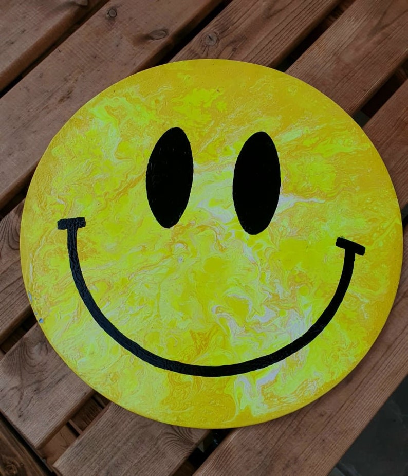 Smilie Face Acid House Smiley Smile Emoji Acrylic Flow Art Etsy