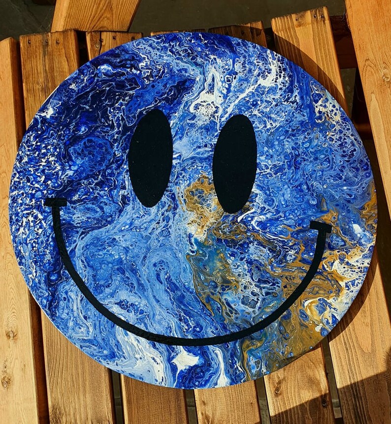 Smilie Face Acid House Smiley Smile Emoji Acrylic Flow Art Etsy