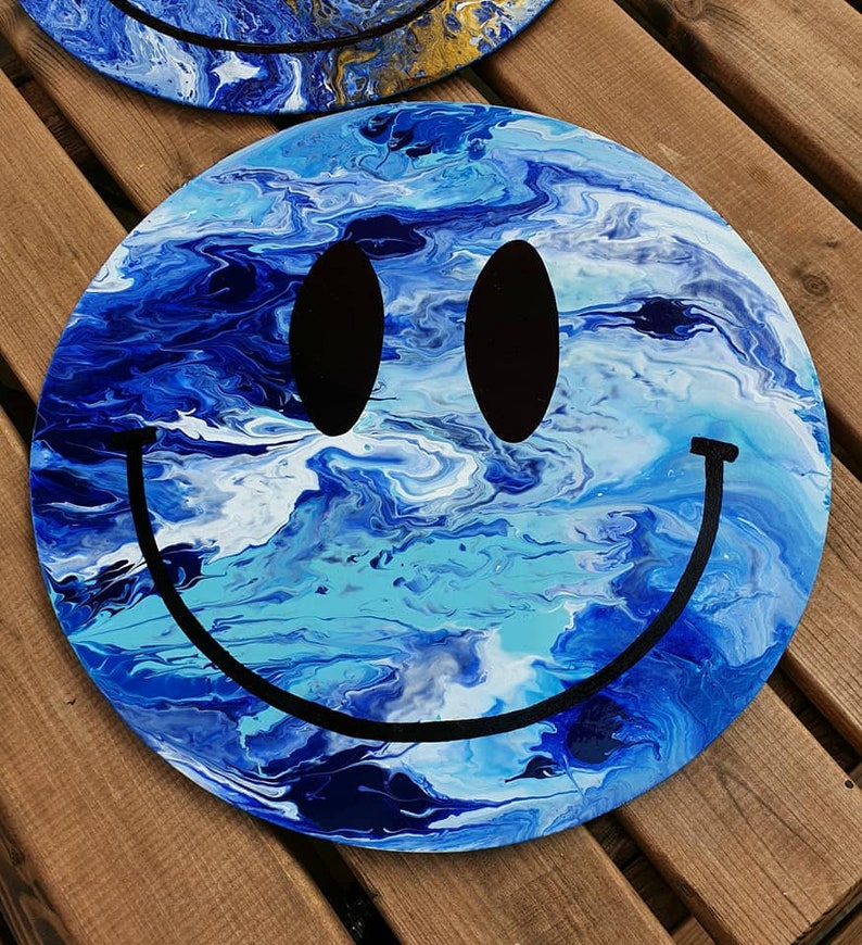 Smilie Face Acid House Smiley Smile Emoji Acrylic Flow Art Etsy