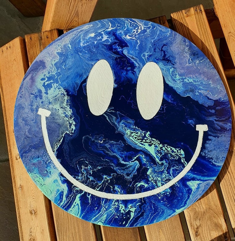Smilie Face Acid House Smiley Smile Emoji Acrylic Flow Art Etsy