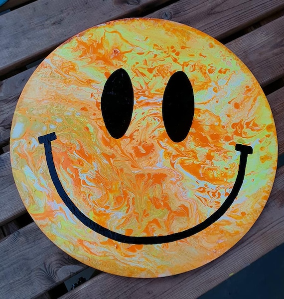 Acid House Smiley Smile Emoji Acrylic Flow Art Club Art - .de