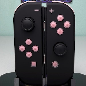 Midnight Black Jelly Buttons - Pink accents - Custom Joycons for the Nintend Switch