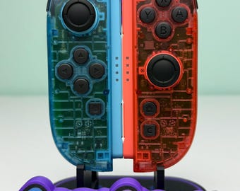 Clear Blue Clear Red - Black Accents - Custom Joycon 2 for the Nintendo Switch 2