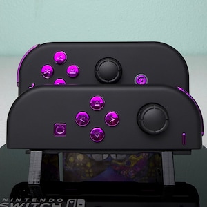 Soft Touch Black - Purple Chrome - Custom Joycons for the Nintend Switch
