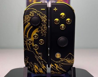 Black Wave Kanagawa - Hall Effect NOdrift Analogue - Custom Joycons for Nintend Switch