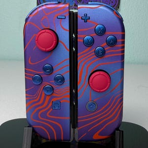 Damascus Design - Chameleon Blue - Custom Joycons for the Nintend Switch